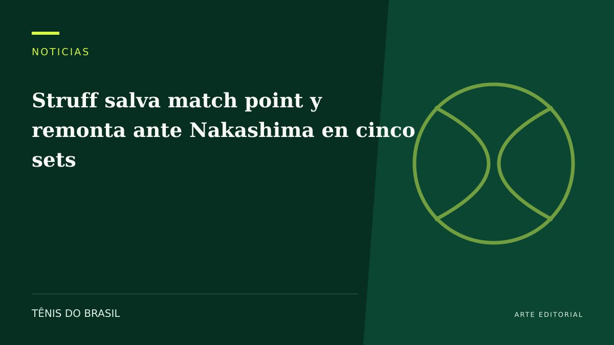 ARTE EDITORIAL — Struff salva match point y remonta ante Nakashima en cinco sets