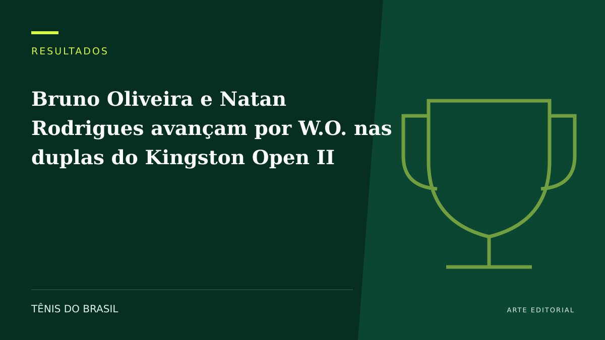 ARTE EDITORIAL — Bruno Oliveira e Natan Rodrigues avançam por W.O. nas duplas do Kingston Open II