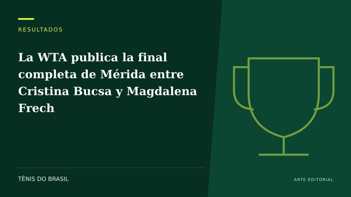 ARTE EDITORIAL — La WTA publica la final completa de Mérida entre Cristina Bucsa y Magdalena Frech