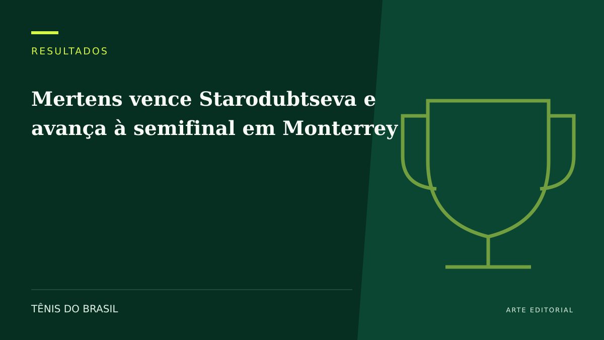 ARTE EDITORIAL — Mertens vence Starodubtseva e avança à semifinal em Monterrey